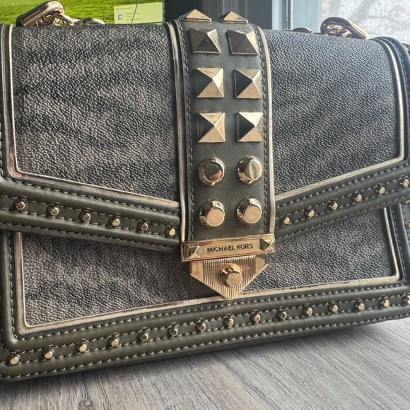 Michael Kors Large Studded Soho Frame Out Shoulder Bag - Olive - Picture 4 of 11